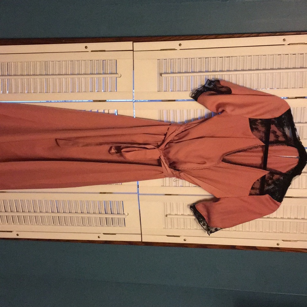 Pink dress with black lace